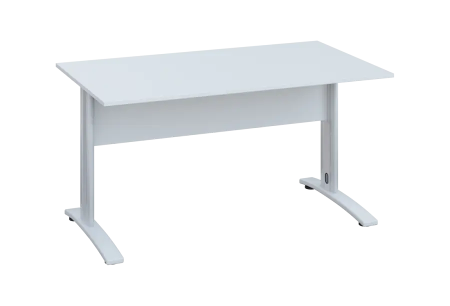 EPK 18 - 14 stůl kancelářský, kovová podnož bílá, deska 18 mm, široký 1400 mm, bílá